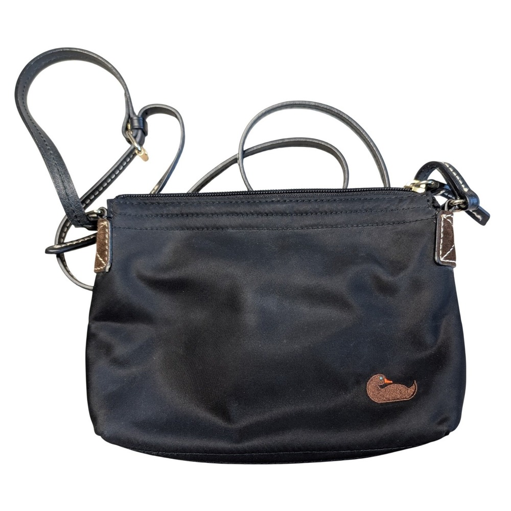 Vintage Dooney Bourke Nylon Purse Handbag Crossbody Link Lining Black Duck Small